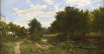ブルック川の流れ Painting - リースの水 サミュエル・ボー川の風景